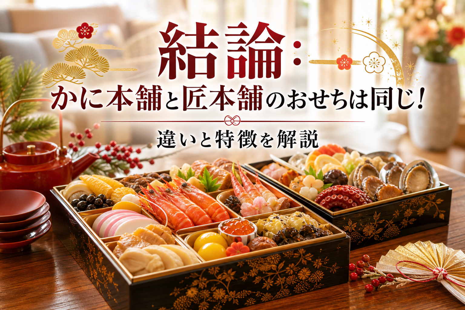 結論:かに本舗と匠本舗のおせちは同じ!違いと特徴を解説
